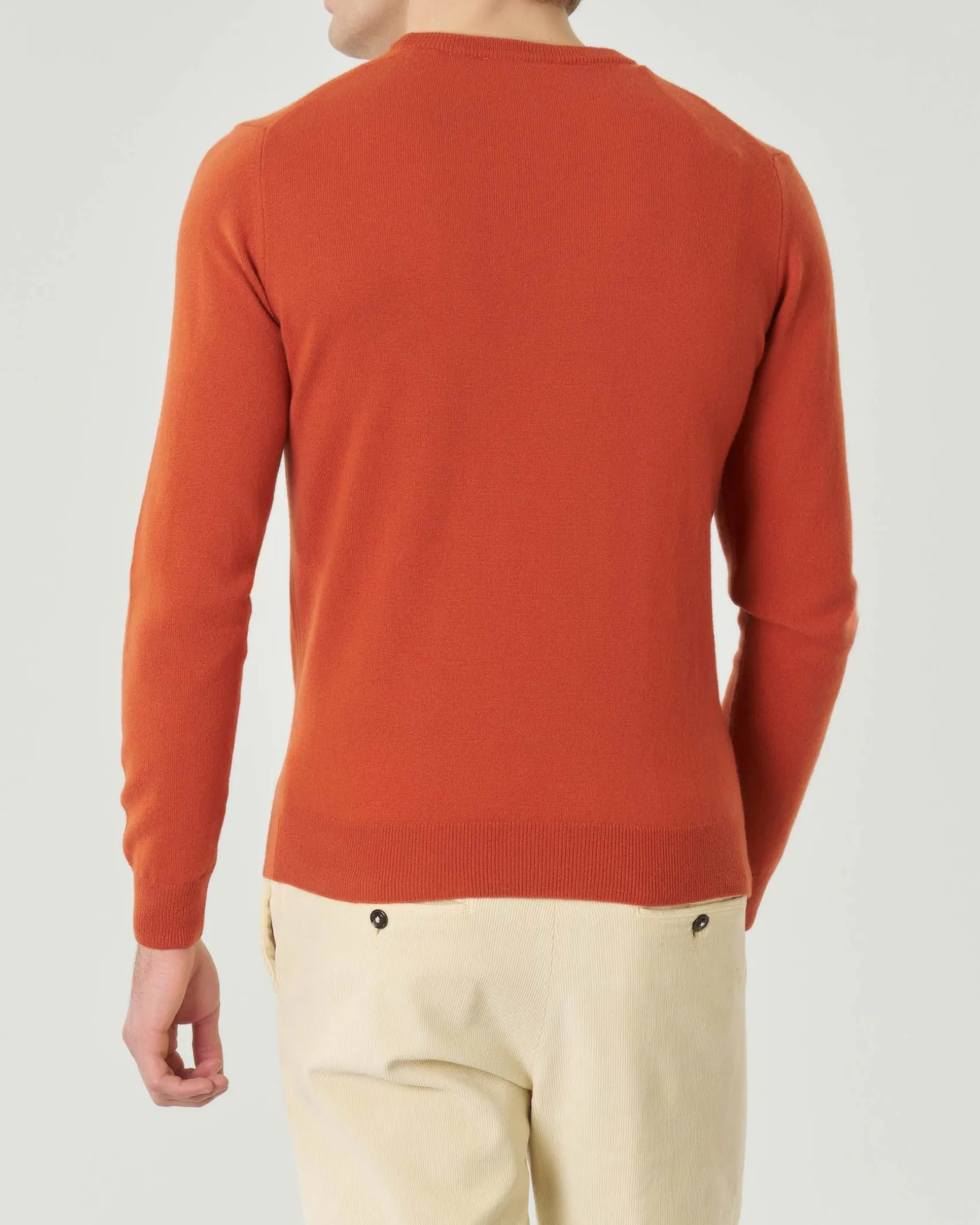 Maglia girocollo Pellizzari arancione in misto lana e cachemire finezza 12