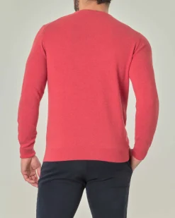 Maglia girocollo Pellizzari rossa in puro cashmere