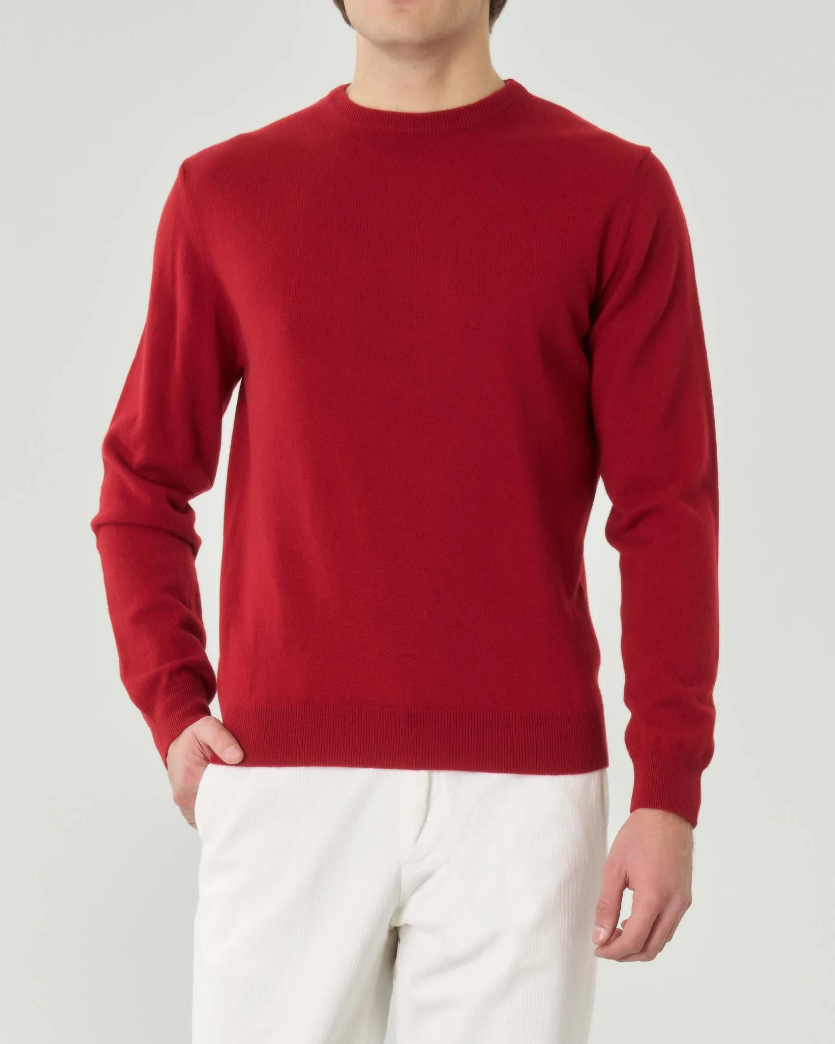 Maglia girocollo Pellizzari rossa in misto lana e cachemire finezza 12