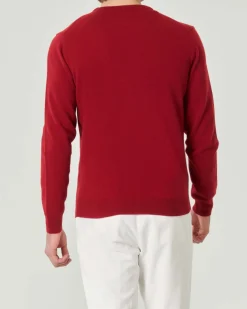 Maglia girocollo Pellizzari rossa in misto lana e cachemire finezza 12