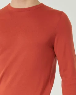 Maglia girocollo Pellizzari color coccio in pura lana merinos ultrafine