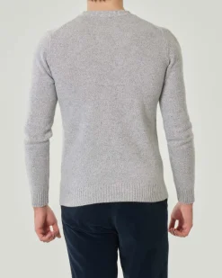 Maglia girocollo Pellizzari grigio melange in misto lana e cachemire finezza 7