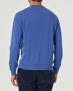 Maglia girocollo Pellizzari avio in puro cachemire