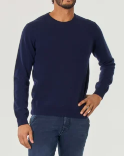 Maglia girocollo Pellizzari blu in puro cachemire