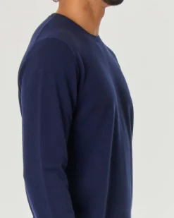 Maglia girocollo Pellizzari blu in puro cachemire