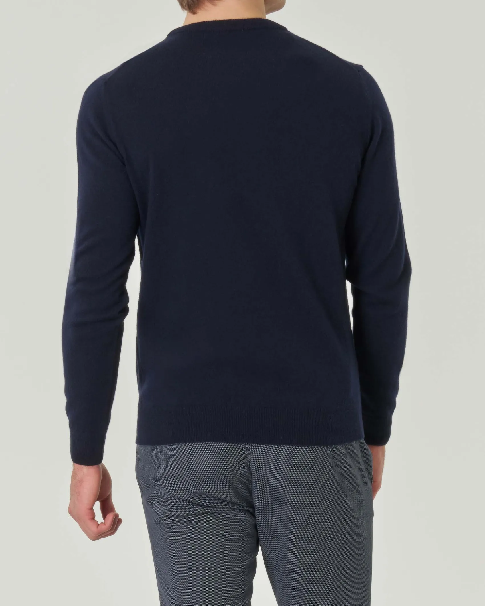 Maglia girocollo Pellizzari blu notte in misto lana e cachemire finezza 12