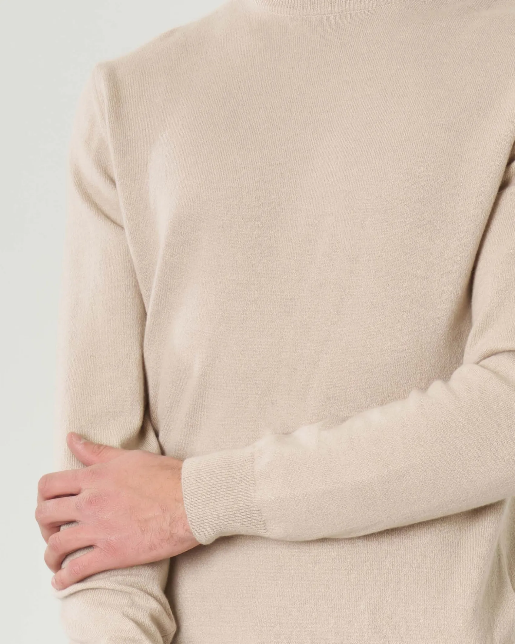 Maglia girocollo Pellizzari beige in misto lana e cachemire finezza 12