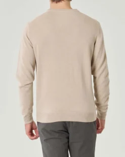 Maglia girocollo Pellizzari beige in misto lana e cachemire finezza 12