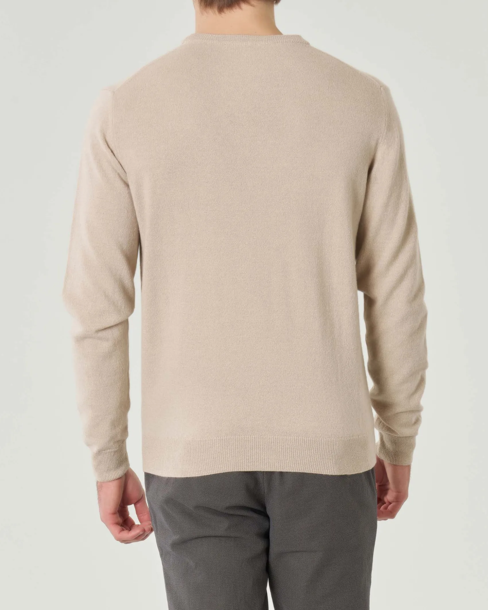Maglia girocollo Pellizzari beige in misto lana e cachemire finezza 12