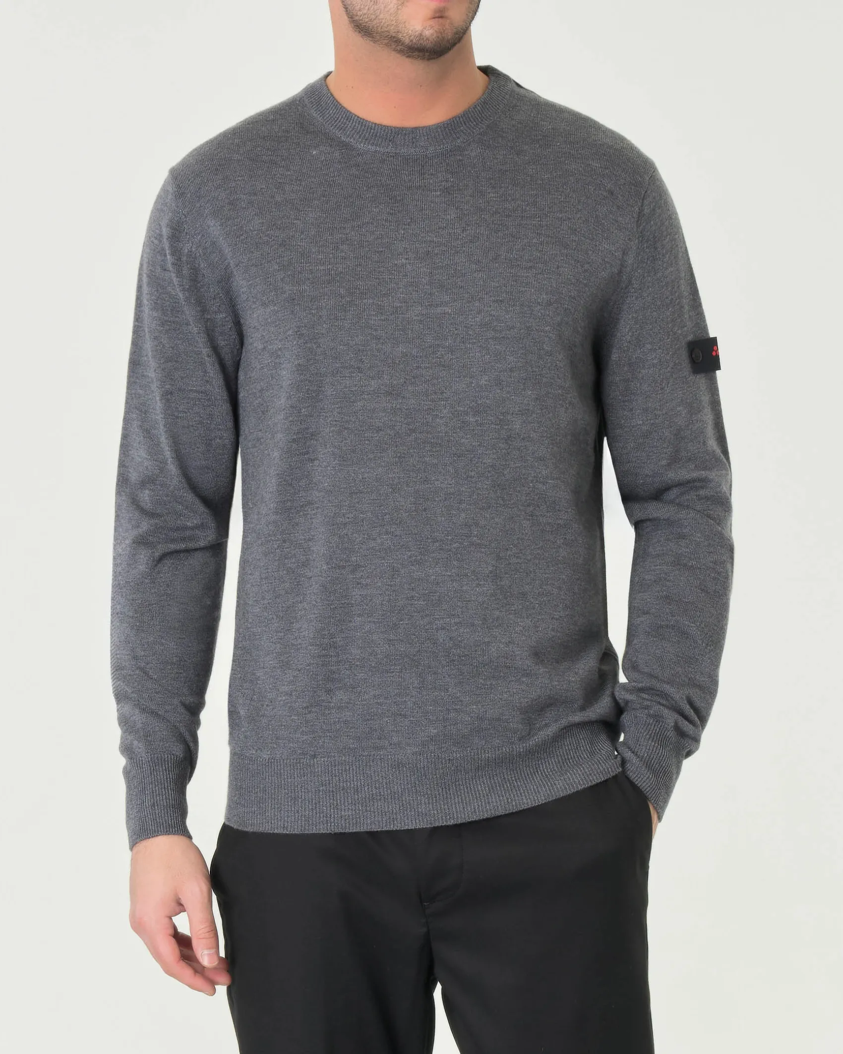 Maglia girocollo Peuterey grigio antracite in misto lana