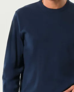Maglia girocollo Roy Roger's blu regular-fit in puro cotone con patch logo sul fianco