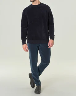 Maglia girocollo R.R.D. blu Knit Velvet Round in ciniglia con maniche raglan