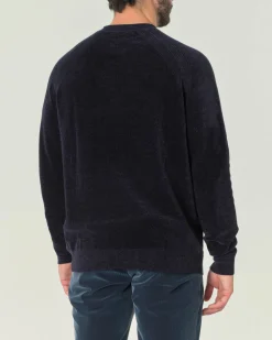 Maglia girocollo R.R.D. blu Knit Velvet Round in ciniglia con maniche raglan