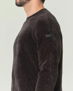 Maglia girocollo R.R.D. color antracite Knit Velvet Round in ciniglia con maniche raglan