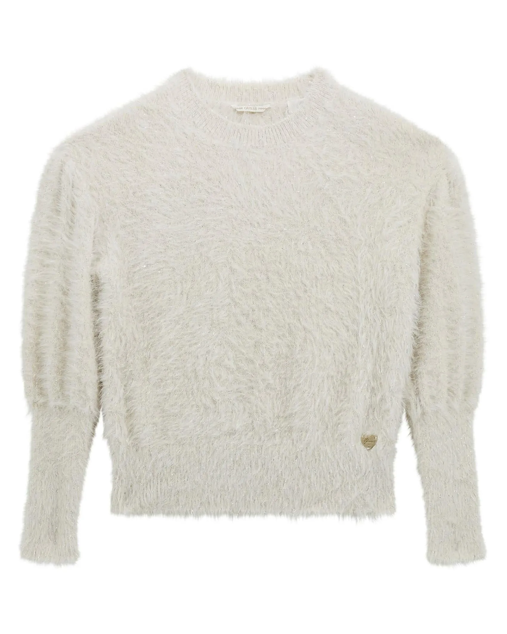 Maglia Guess color panna in lurex effetto pelliccia