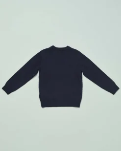 Maglia Jeckerson blu in misto lana e cotone con maxi orsetto
