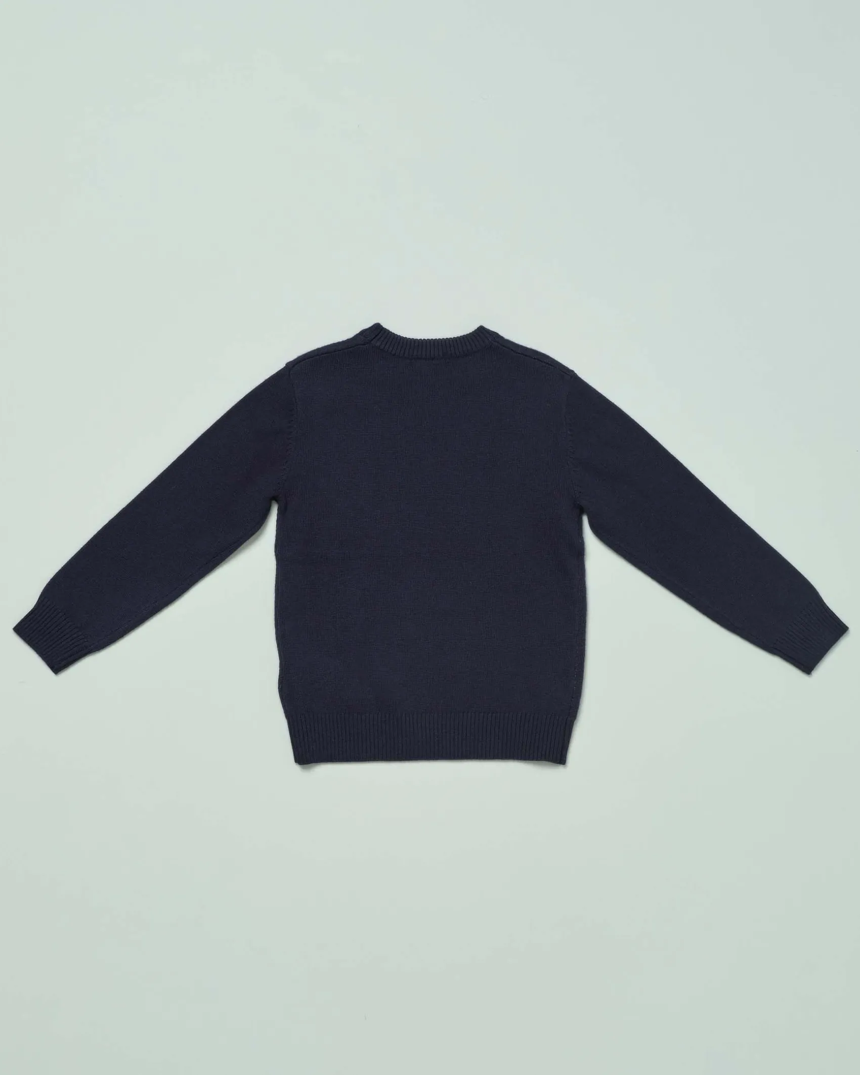 Maglia Jeckerson blu in misto lana e cotone con maxi orsetto