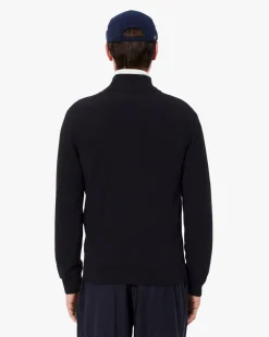 Maglia Lacoste nera in cotone con chiusura zip