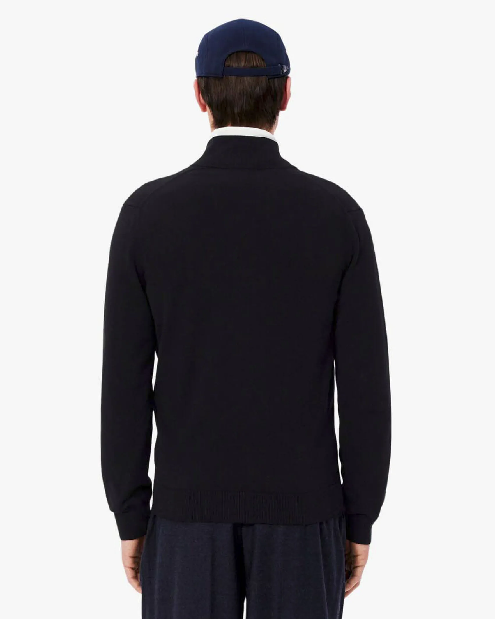 Maglia Lacoste nera in cotone con chiusura zip