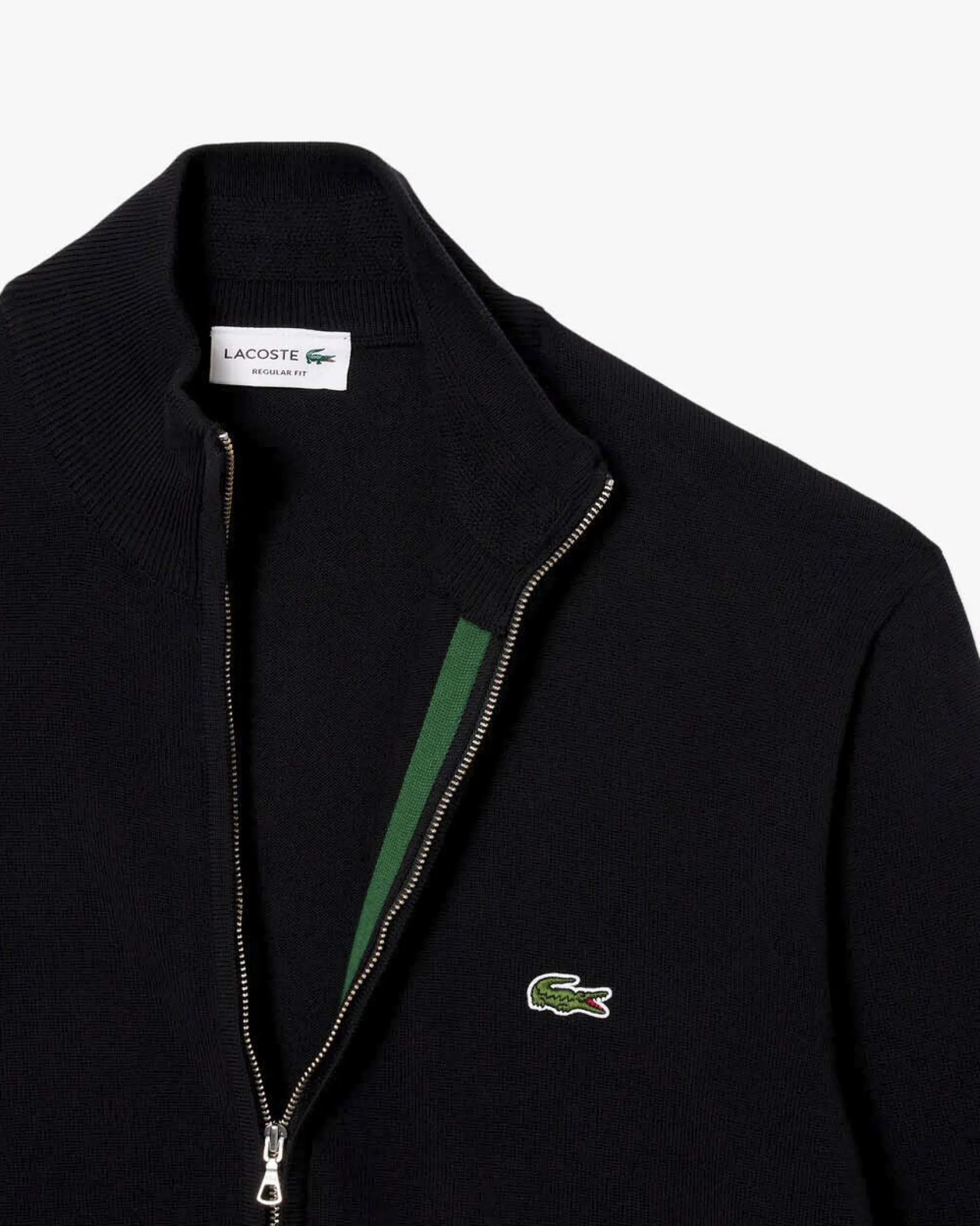 Maglia Lacoste nera in cotone con chiusura zip