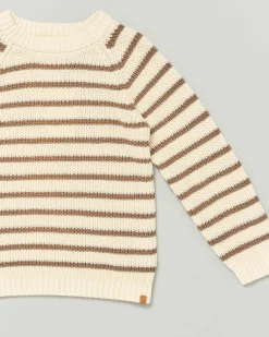 Maglia Lil'Atelier a righe avorio e marroni