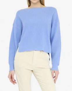 Maglia Liu Jo azzurra in lana e cashmere con scollo a barca