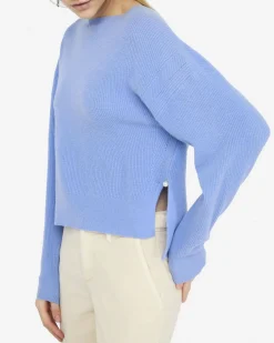 Maglia Liu Jo azzurra in lana e cashmere con scollo a barca