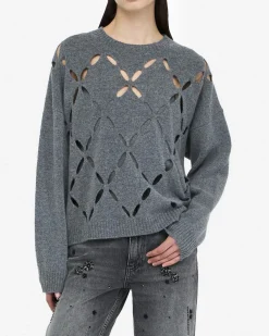 Maglia Liu Jo Jeans grigia in lana con dettagli cut-out in rilievo
