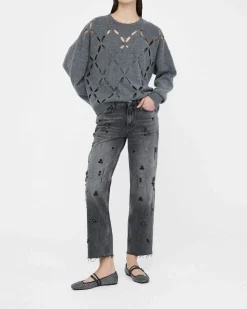 Maglia Liu Jo Jeans grigia in lana con dettagli cut-out in rilievo