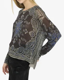 Maglia Liu Jo Jeans marrone in viscosa con stampa all-over e lurex
