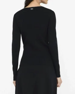 Maglia Liu Jo Jeans nera in viscosa con fibbie regolabili