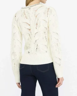Maglia Liu Jo Jeans panna in lana con lavorazione traforata
