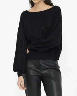 Maglia Liu Jo nera in viscosa con strass applicati