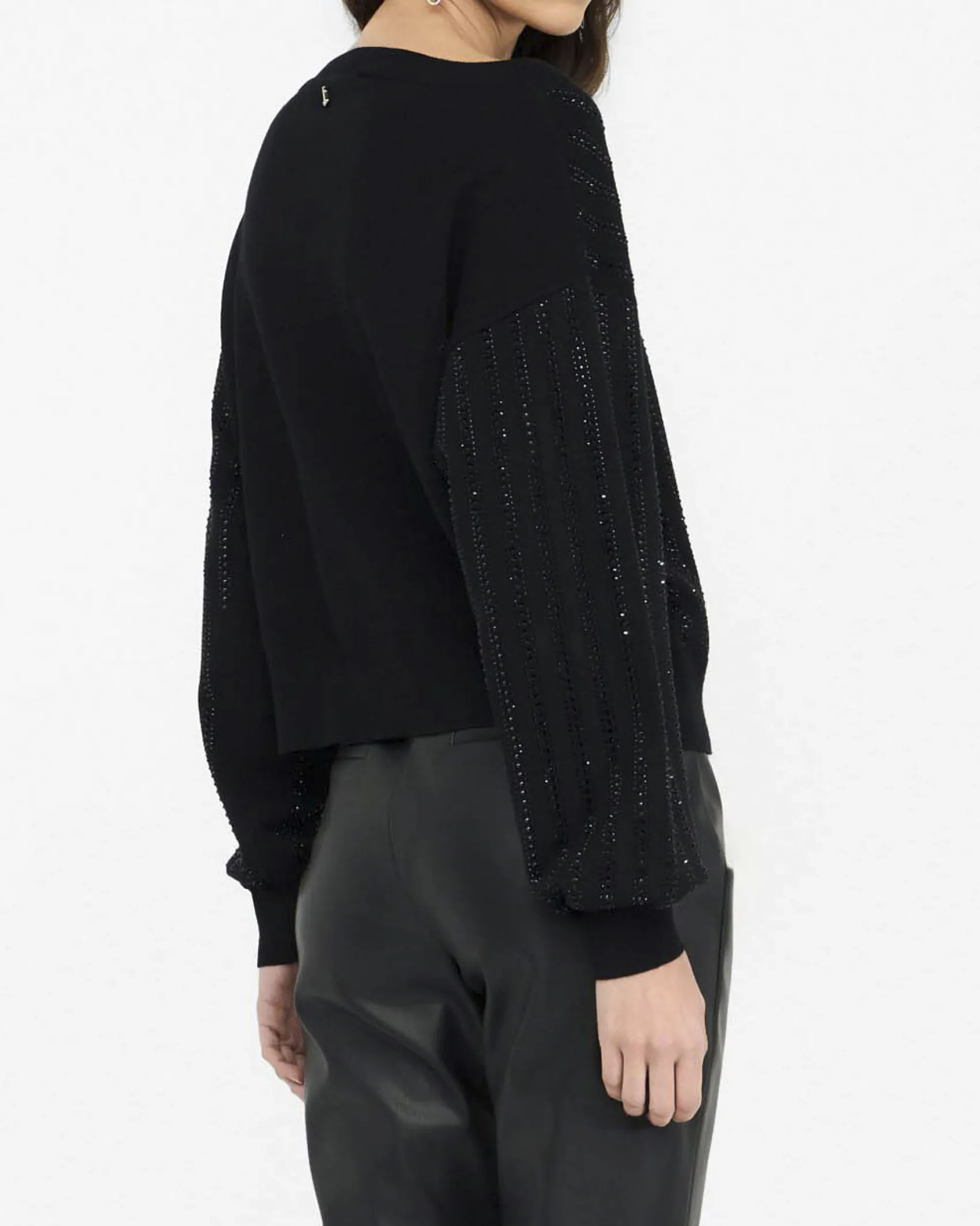 Maglia Liu Jo nera in viscosa con strass applicati
