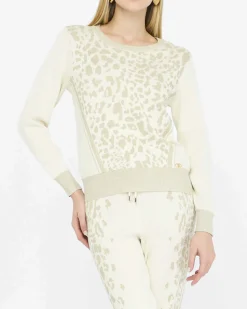 Maglia Liu Jo Sport avorio in viscosa con motivo animalier in rilievo