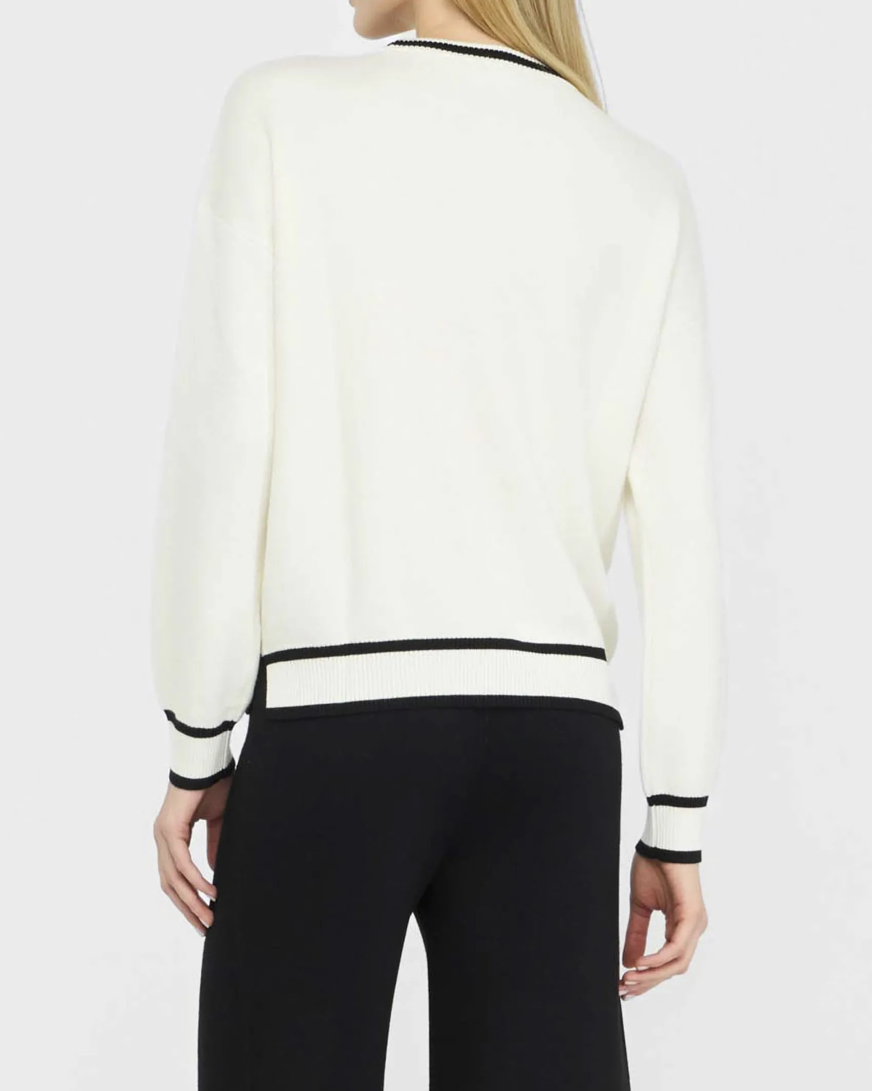 Maglia Liu Jo Sport bianca in viscosa con dettagli a righe nere