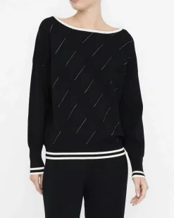 Maglia Liu Jo Sport nera in viscosa con dettagli in rilievo