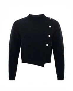 Maglia lupetto nera Kocca in misto viscosa con bottoni laterali