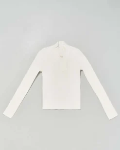 Maglia lupetto Twinset avorio in misto viscosa a costine