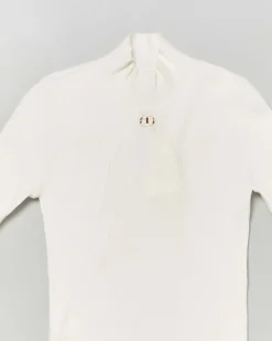 Maglia lupetto Twinset avorio in misto viscosa a costine
