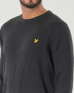 Maglia Lyle & Scott color antracite girocollo in misto cotone e lana merino