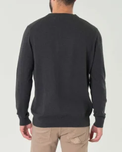 Maglia Lyle & Scott color antracite girocollo in misto cotone e lana merino