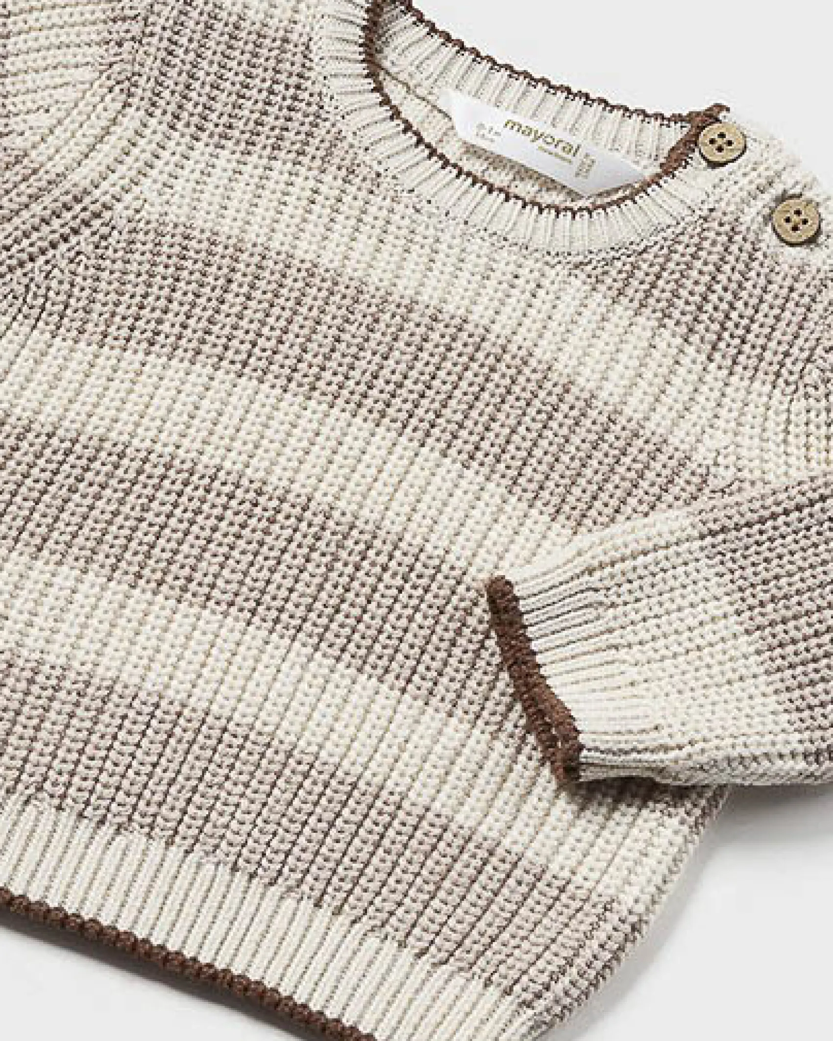 Maglia Mayoral a righe marroni e panna in cotone tricot