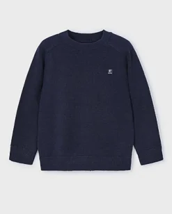 Maglia Mayoral blu in misto cotone e lana girocollo
