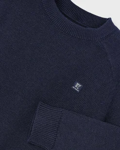 Maglia Mayoral blu in misto cotone e lana girocollo