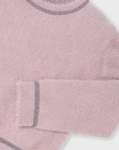 Maglia Mayoral rosa punto pelliccia con dettagli lurex