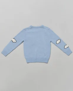 Maglia MC2 Saint Barth azzurra in lana e cashmere con Snoopy nuvolette