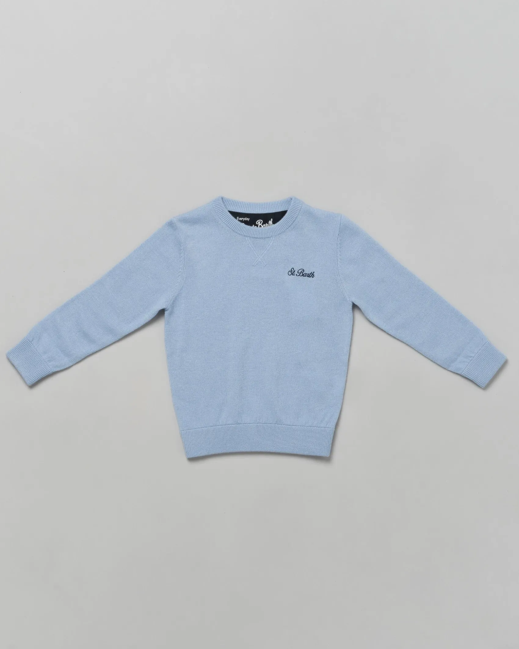 Maglia MC2 Saint Barth azzurra in lana e cashmere logata