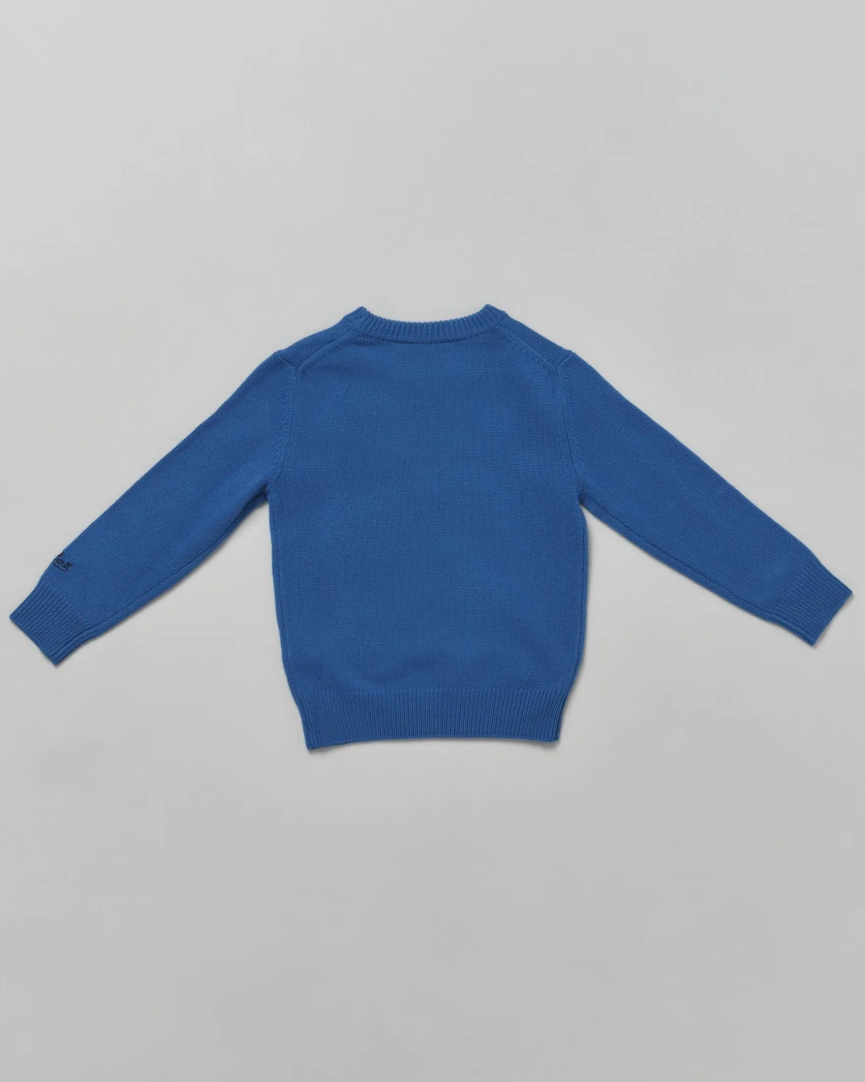 Maglia MC2 Saint Barth blu royal in misto lana e cashmere con scritta bianca 'Tutto il papà'