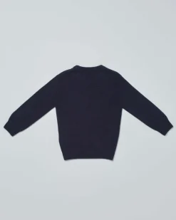 Maglia MC2 Saint Barth blu in misto lana e cashmere con scritta 'Me Ne Vado Dai Nonni'